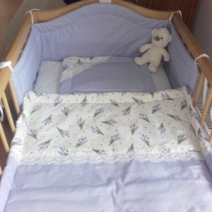 Babaágynemű szett levendula csipkével-3