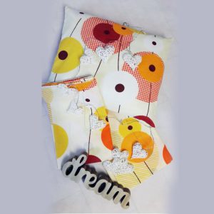 Ágyneműhuzat felnőtt méretben, ekrü alapon narancs mintával