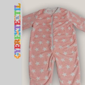 Éjszakai kezeslábas (extra meleg)-rozsaszin csillagos-152