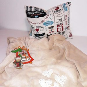 Takaró+párna drapp karácsonyi szett