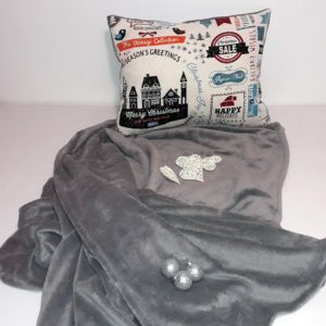 Takaró+párna szürke karácsonyi szett