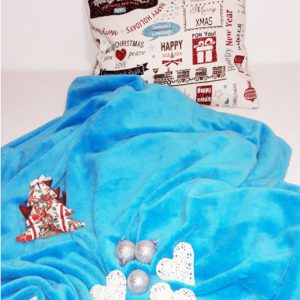 Takaró+párna türkiz karácsonyi szett