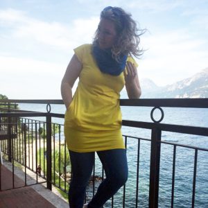 Női ruha Barbara , citromsárga színben-1