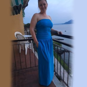 Női ruha maxi Annabella , türkiz színben-1