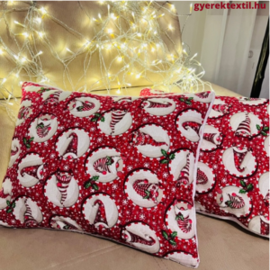 Ünnepi díszpárna piros manó