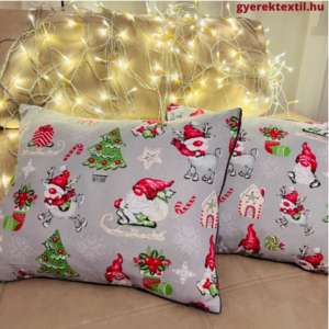 Ünnepi díszpárna szürke mikulás
