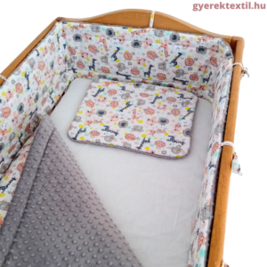 Babaágynemű szett bébi állatok-szürke minky