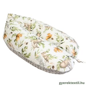 Szoptatós párna- zöld erdő szürke minky